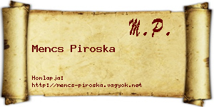 Mencs Piroska névjegykártya
